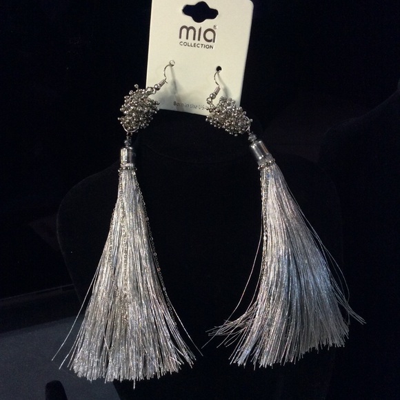 MIA Jewelry - MIA Silver Tassel Earrings with Dramatic Shimmer